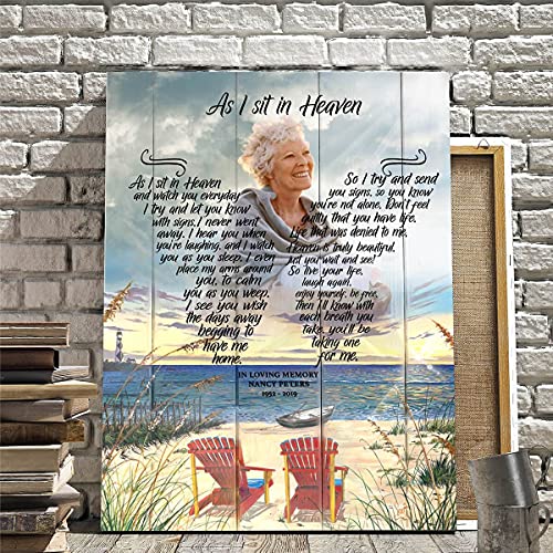 Personalized Memorial Canvas As I Sit In Heaven Canvas Beach Background Vertical Poster Home Decor Wall Art Print No Frame Or Canvas 0.75 Inch Frame Full Size Gifts For Thanksgiving Birthday