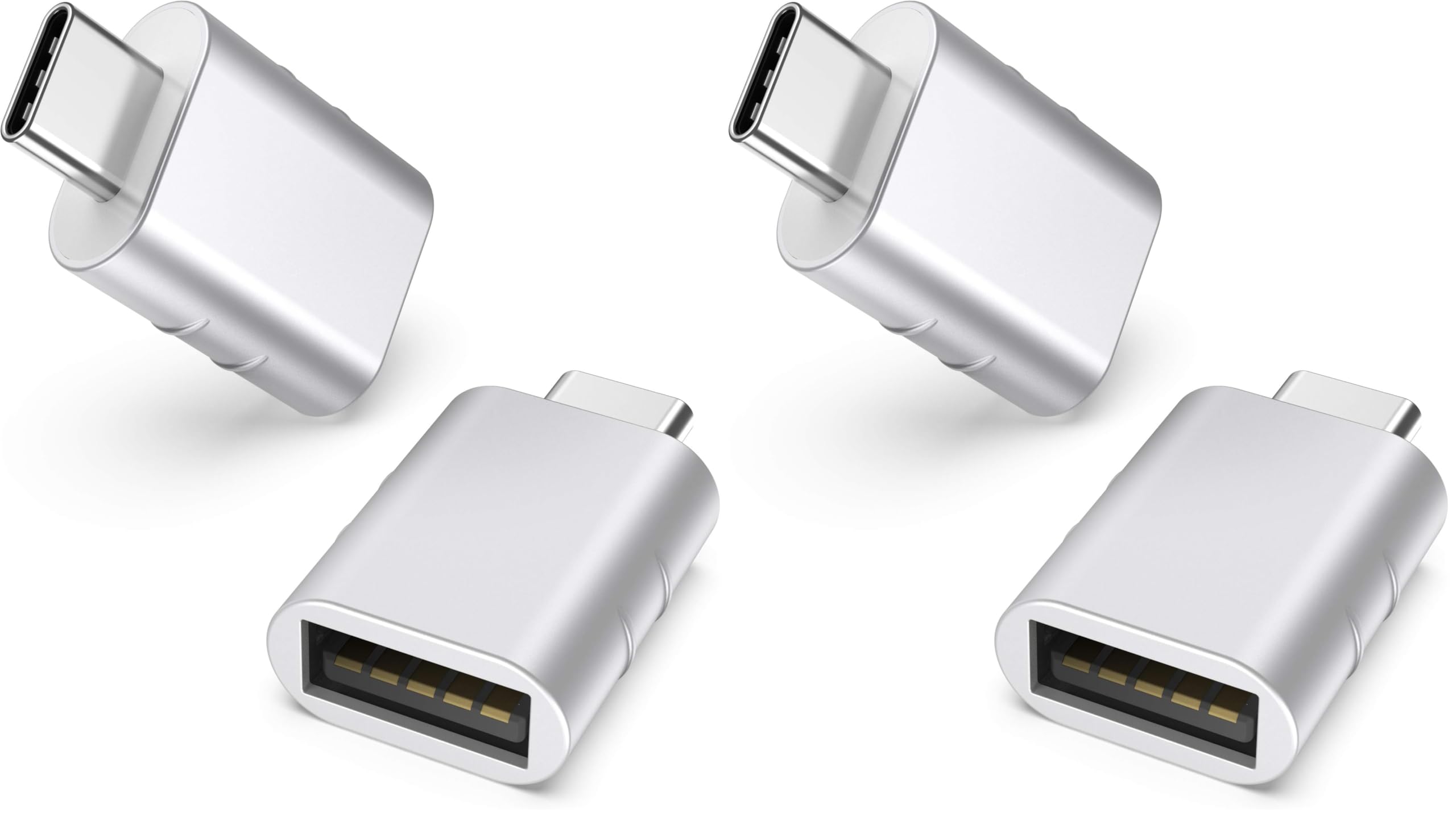 Syntech USB C to Adapter, Male to USB 3.0 Female Adapter Compatible with iPhone 17 Pro Max MacBook Pro Air 2024 iPad mini Surface & Other Type C or Thunderbolt 4/3 Devices(Pack of 2) Plateado 1.08 X 0.65 X 0.32 Inch (Pack of 2)