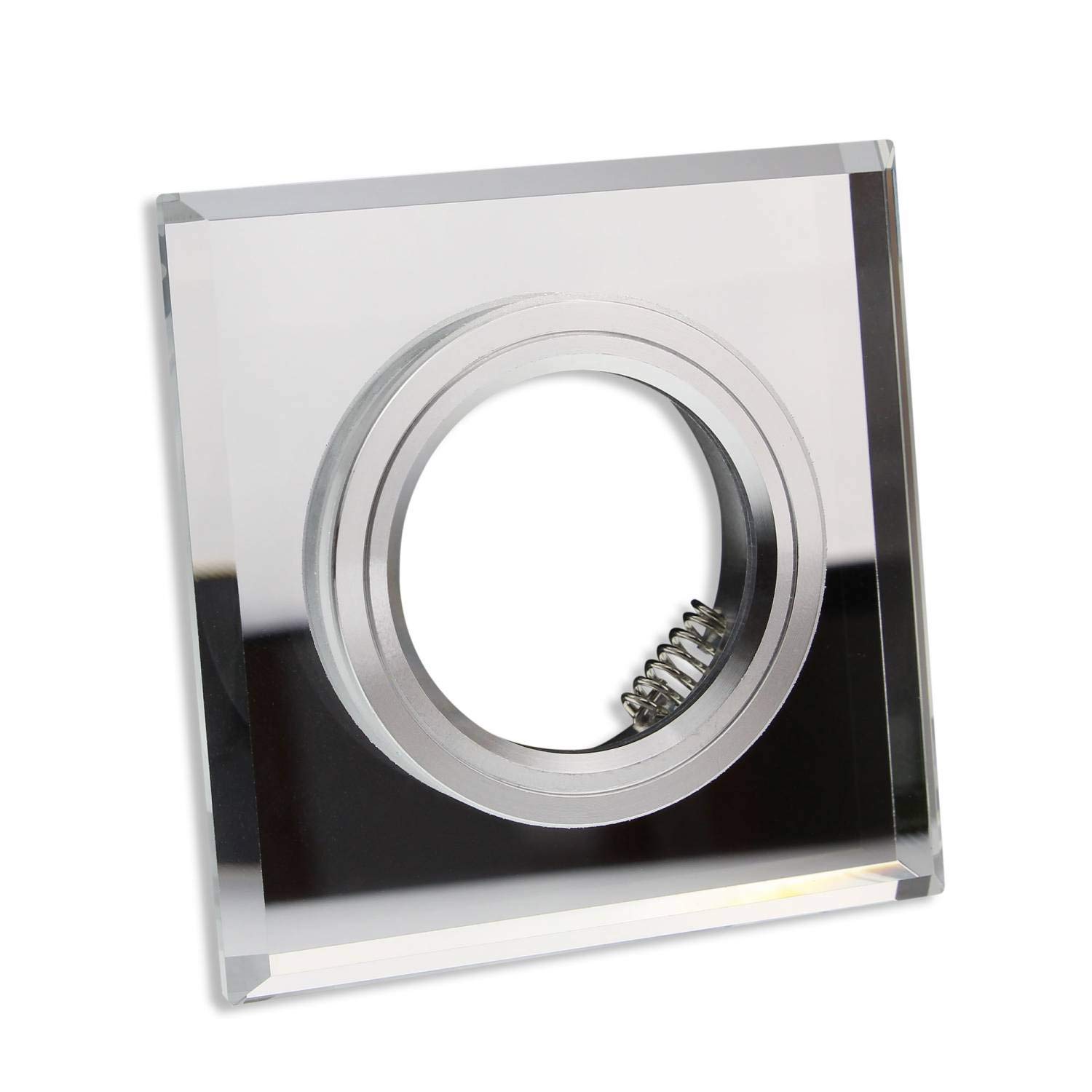 Pack De 10 Marcos De Montaje Para Focos Empotrados GU10 Y MR16 | Aro De Cristal En Negro Mate | Agujero De Perforación 75mm | Diámetro Exterior 90mm | Potencia Máxima 50W