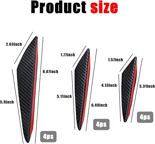 Miniatura 2 de Sodcay 12 alerones de automóvil, faldas laterales universales para parachoques delantero de media luna, calcomanías decorativas anticolisión, para