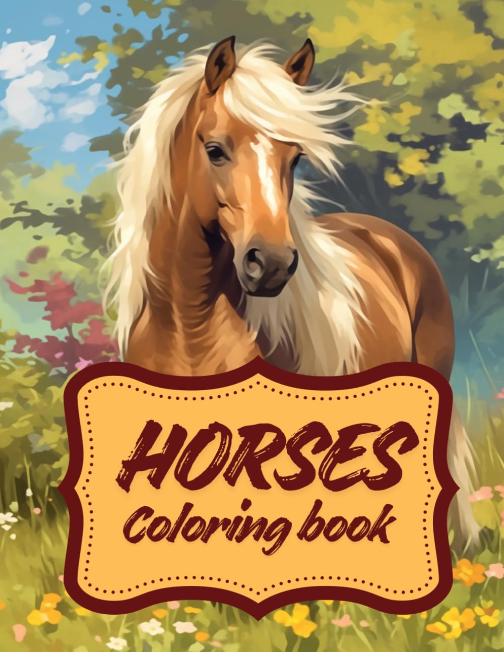 Horses: Coloring book for adults 95 pages