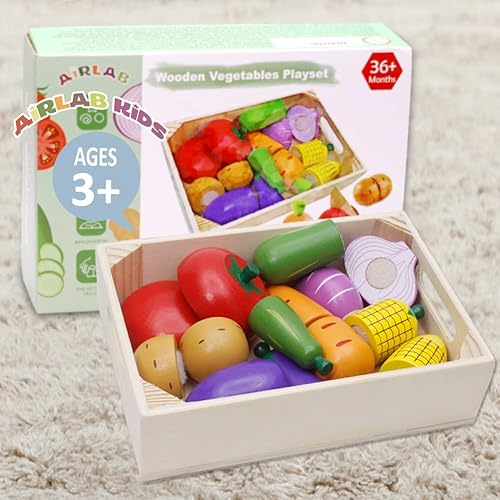 Miniatura 15 de Comida de madera para niños, cocina para cortar frutas, juguetes para niños pequeños, simulación de verduras, regalo para niños y niñas, juguetes