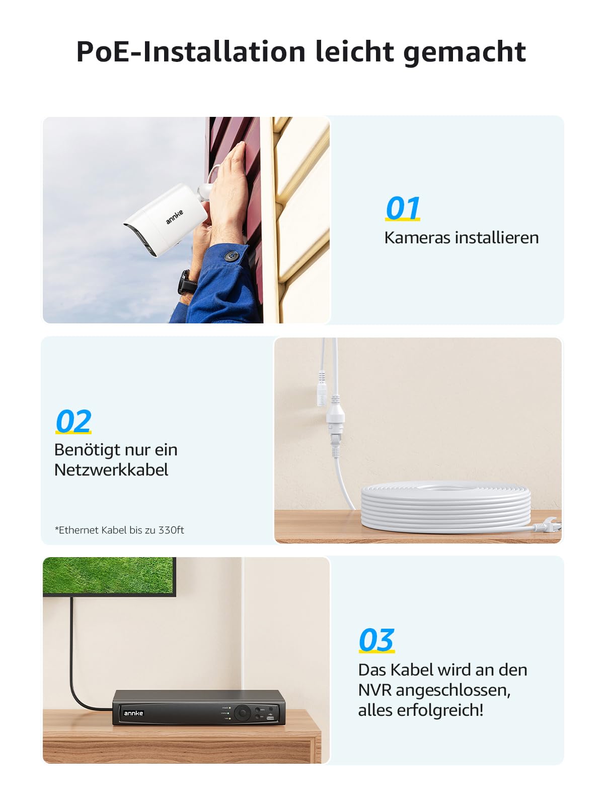 ANNKE H800 4K Überwachungskamera Set, Videoüberwachung mit 8X 8MP PoE IP Kamera und 12MP 16CH NVR 4TB HDD, Personenerkennung und Fahrzeugerkennung, IP67, 30M IR Nachtsicht für Aussen Innen