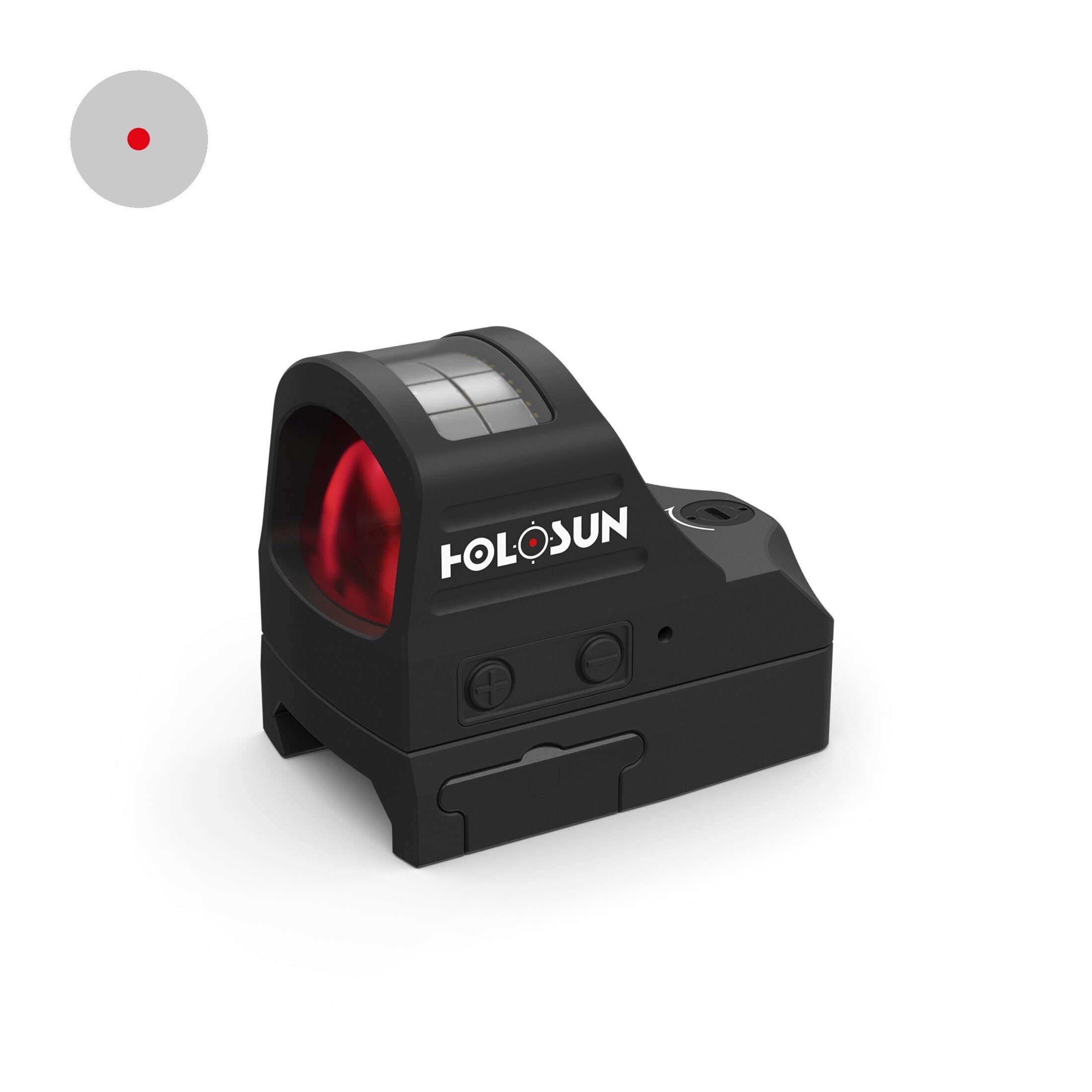 Holosun HS407C-X2 Offenes Reflex Rotpunktvisier + 2MOA Punkt Absehen, Picatinny Mount, Solarzelle, Schwarz, Jagd, Sportschießen Softair, Tactical Mini - 70152388