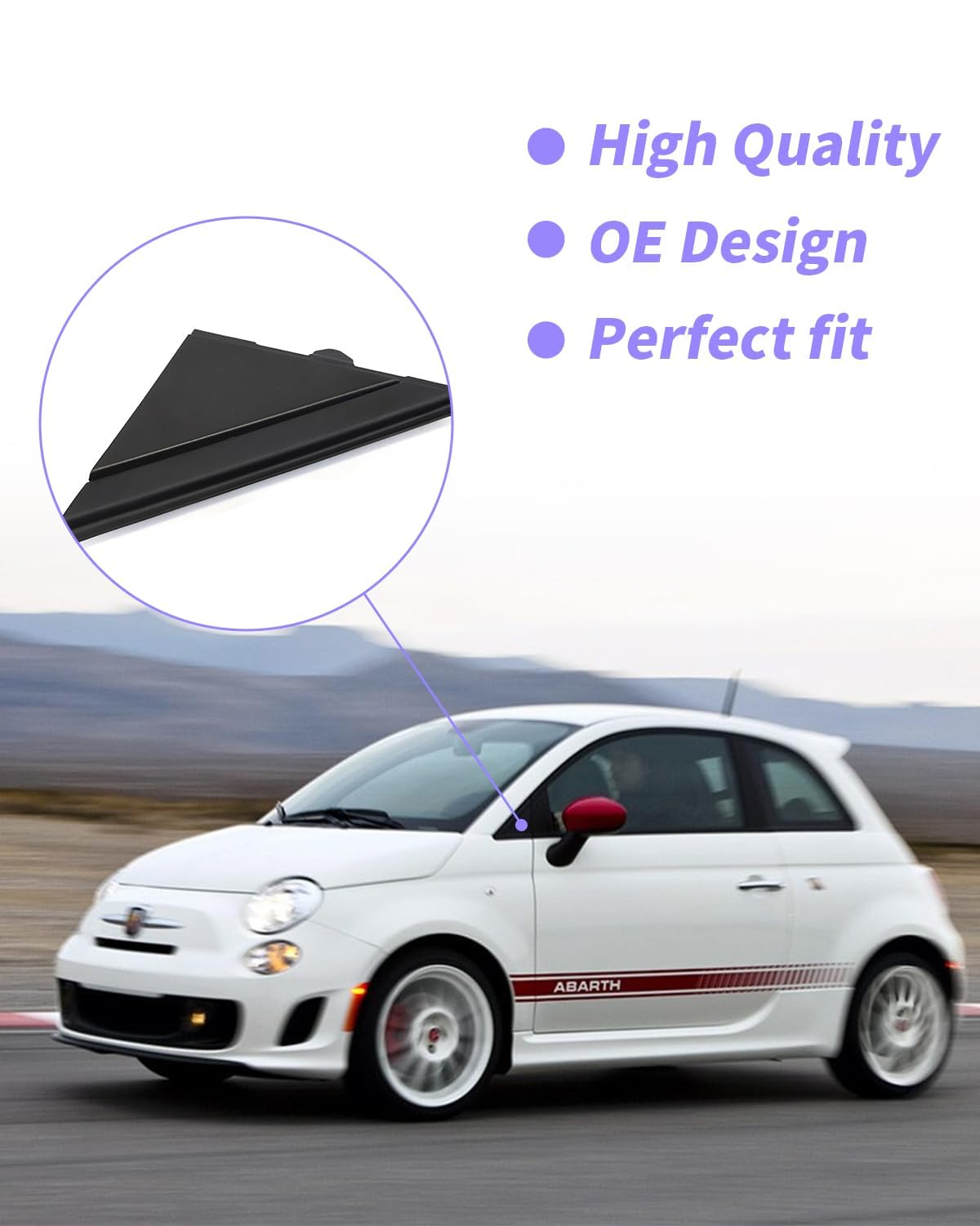 500 Triangolo anteriore, Triangolo specchietto retrovisore, Triangolo specchietto retrovisore compatibile con Fiat- 500 Specchietto retrovisore destro e sinistro 2 pezzo