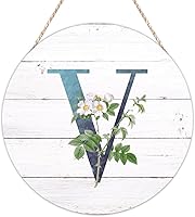 Vista 12 de Welcome Sign for Wall Initial Letter C Blue Round Wood Signs Monogram White Floral Wood Plaque Fresh Flowers 12in Mid Century Home Wall Decor for