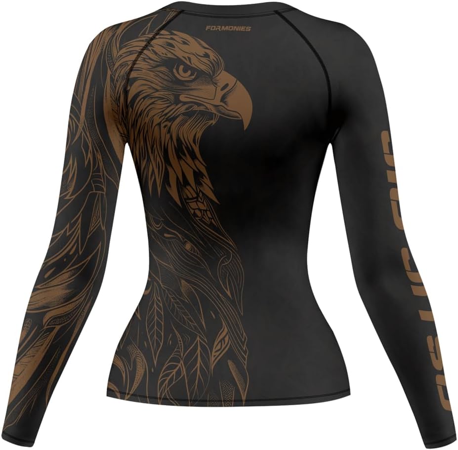 FORMONIES Eagle Women's Grappling Shirt - Long Sleeve Compression Rash Guards for BJJ MMA Combat Training