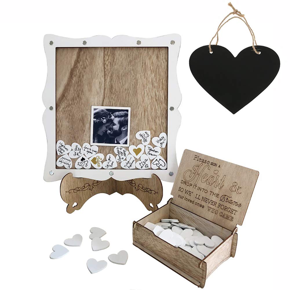 Buy Wowagoga Wooden Wedding Guest Book Set White Picture Drop Top Frame