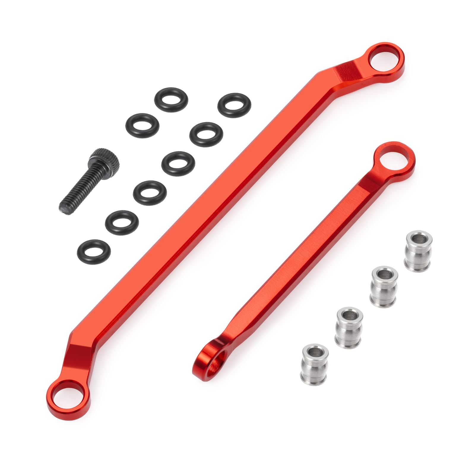 MORFUM 1 Set Aluminum RC Crawler Car Steering Rod Tie Links High-Tightening Linkage for 1/18 Redcat Ascent-18 Upgrades Parts RC Crawler Accessories (Red)
