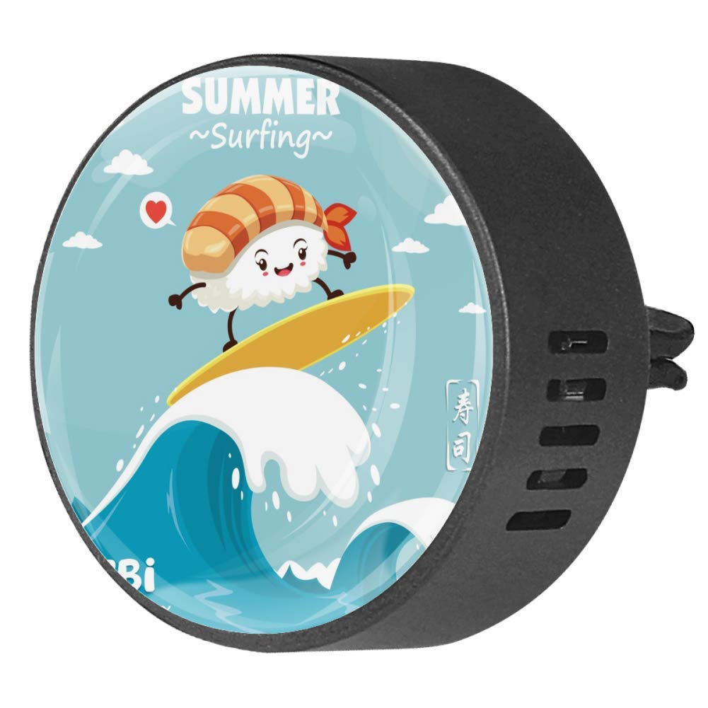 Vintage Sushi Surfer Chinese Word Car Diffuser Vent Clip Healthy Certification EVA Car Air Freshener 2 Pack, Frangipani