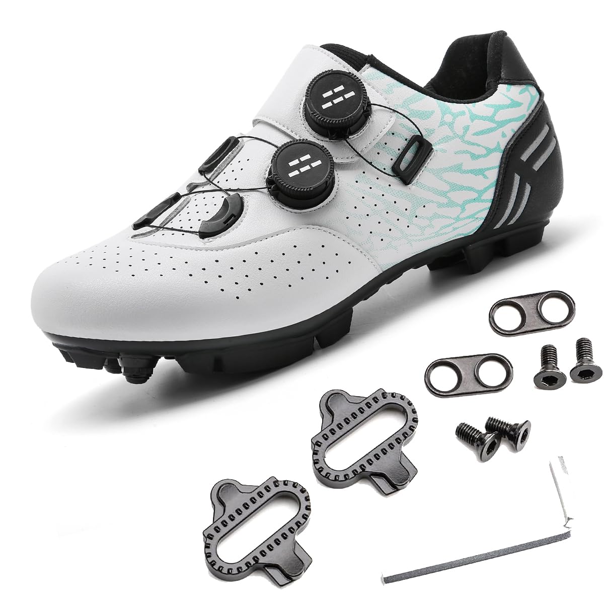 Zapatilla de Ciclismo MTB Hombre, Mujer Zapatos Bicicleta de Montaña Impresión Respirables Compatibles con SPD Lock System