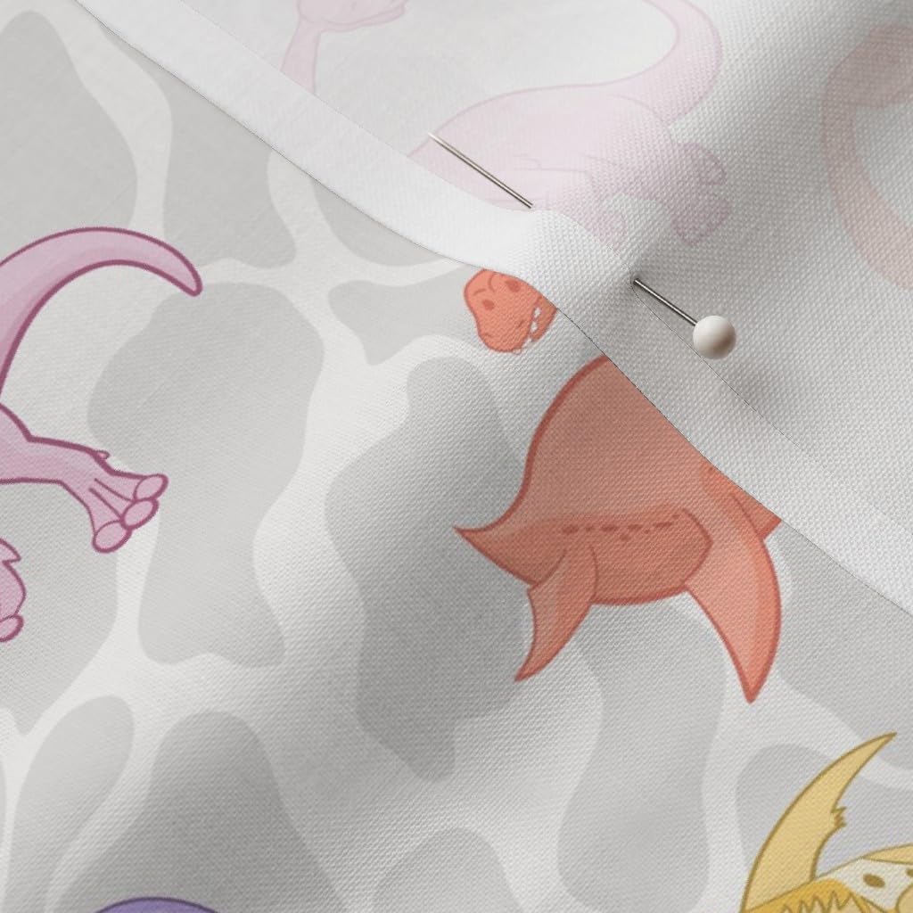 Spoonflower Fabric - Crystal Dino Park Candy Colors Dinosaurs Girl Princess Girls Printed on Petal Signature Cotton Fabric by The Yard - Sewing Quilting Apparel Crafts Decor
