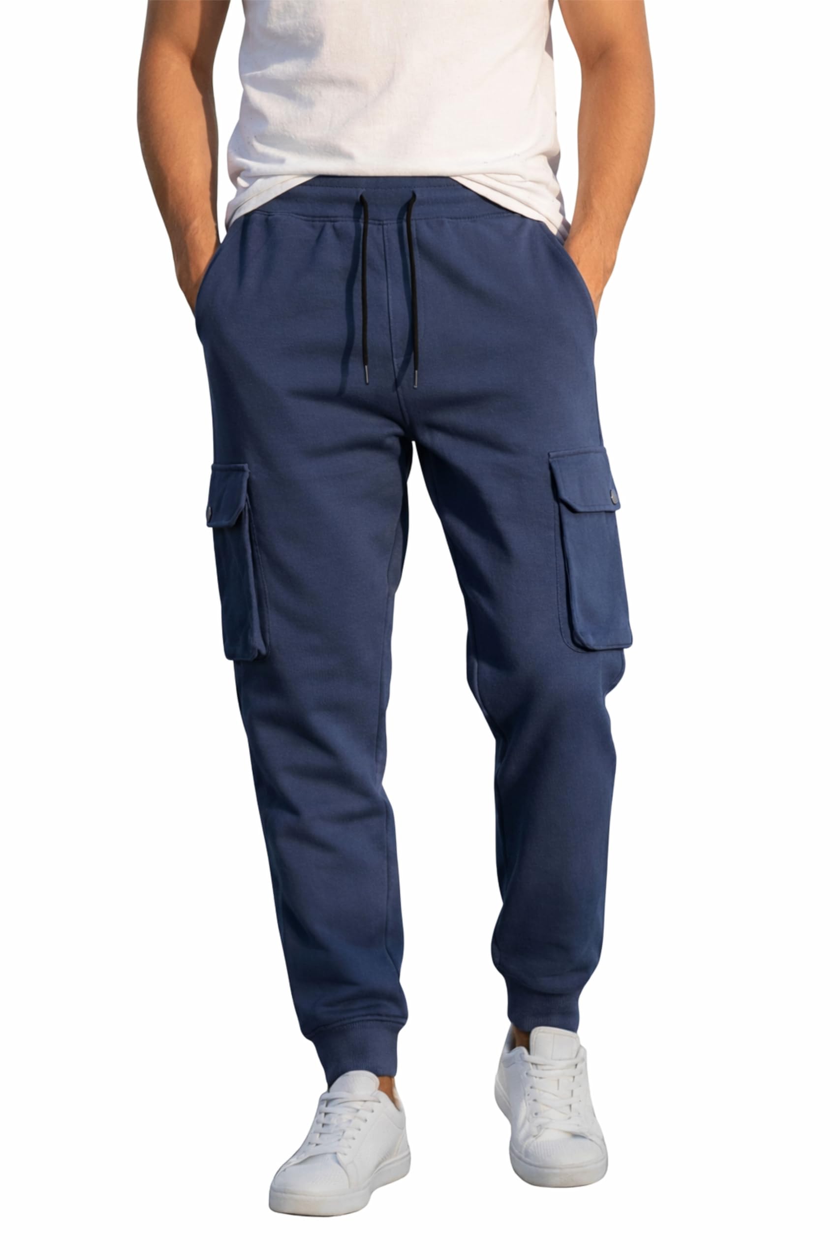 chozi Premium Men's Loop Knit Cargo Joggers | Relaxed Fit Stylish Pajama with 4 Pockets | Soft Cotton Blend Trackpants for Gym, Casual Wear & Lounge-picture-31