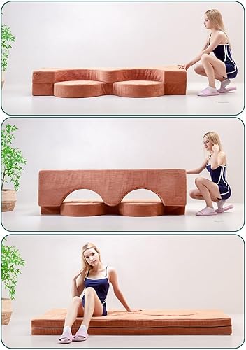 Miniatura 6 de Sofá cama plegable de 75 pulgadas, futón convertible de tamaño matrimonial, funda de pana de terciopelo lavable y espuma de alta densidad, colchón