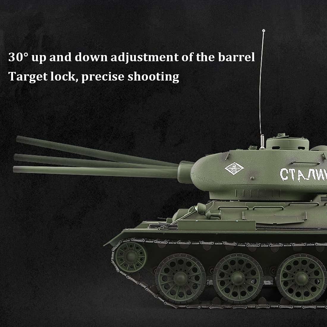 Carro Armato Telecomandato 1/16 2.4G Sovietico T-34 Medio Con Effetti Sonoro-Luce Fumo, Militare RC All Terrain Off-Road Modello per Adulti - Edizione Basic