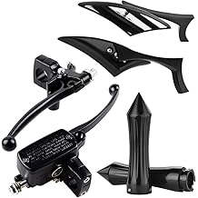 Complete Set Side Mirror Handle Grip Handlebar Brake Master Cylinder Clutch Lever Compatible with Harley Sportster Softail Touring