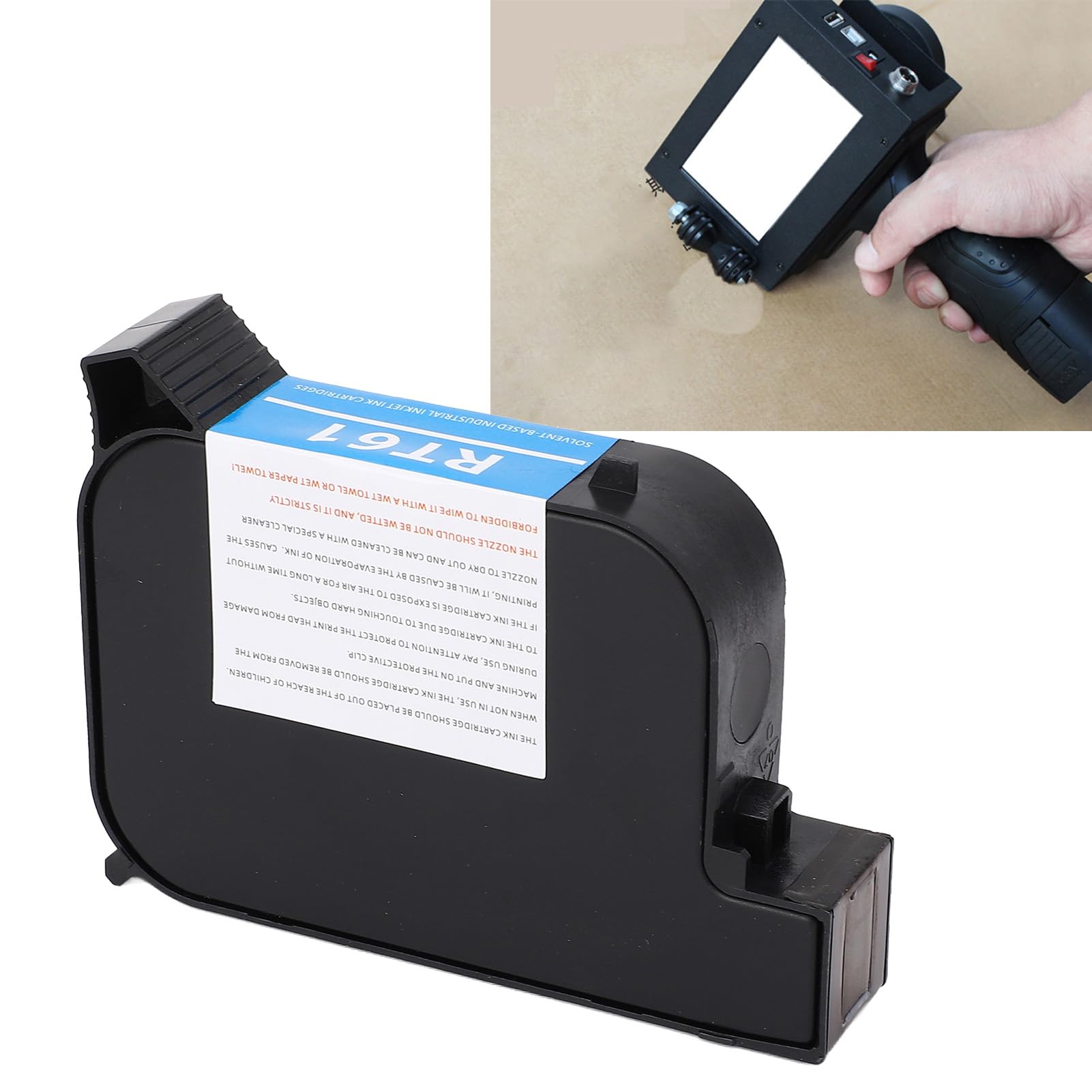 FTVOGUE Cartucho de Tinta Negro de Secado Rápido para Impresora de Inyección de Tinta de 12,7 Mm, Cartucho de Tinta para Impresora de Inyección de Tinta Portátil RT61 de 42 Ml