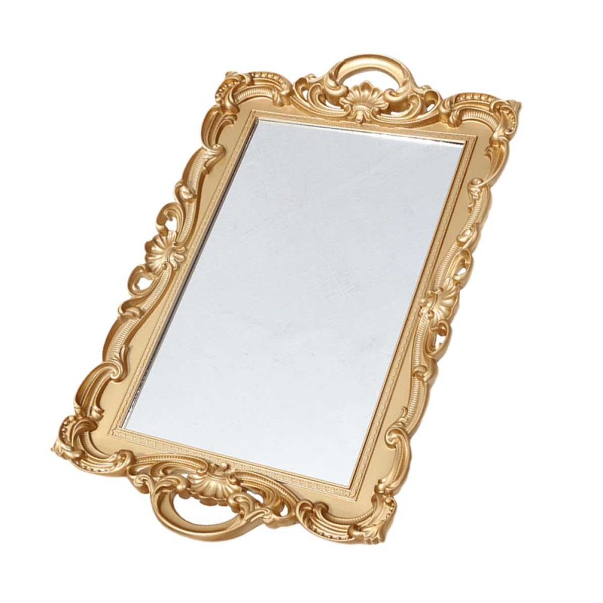 Plateau miroir vintage en PP or léger chic