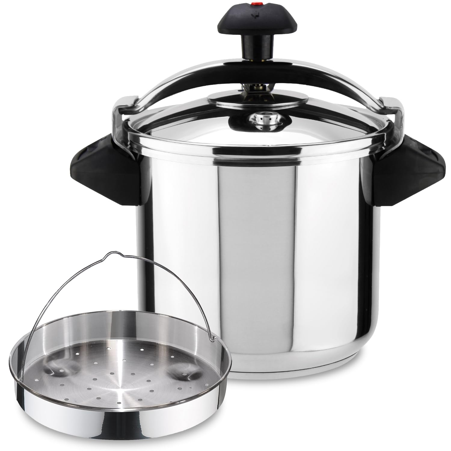 Magefesa Inoxtar - Olla Express Tradicional de 10L + Cestillo, Acero Inoxidable 18/10, Inducción, Cocina Sana, Pomo Rotatorio, Fondo Termodifusor