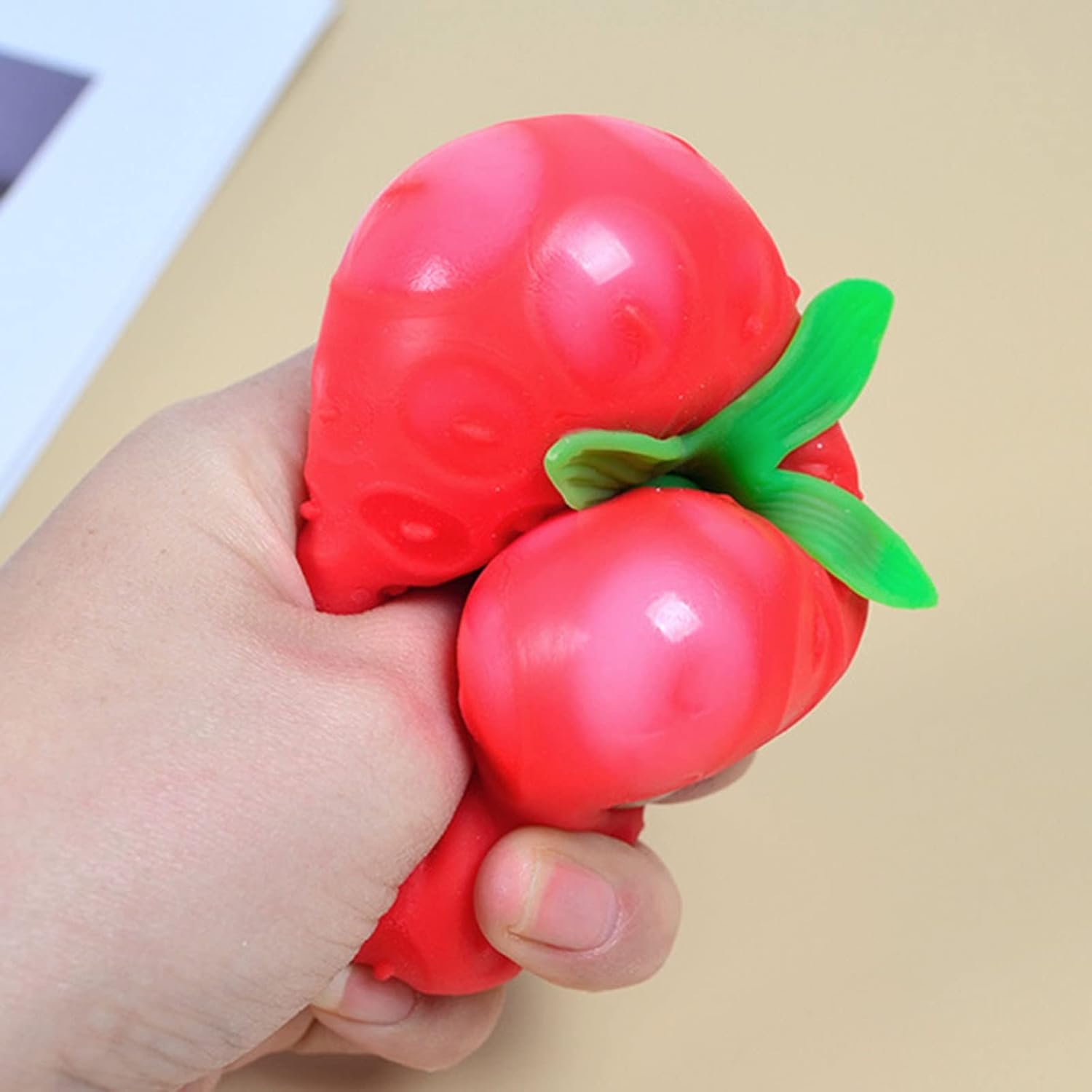 (100Pcs) Strawberry Squishies-Fruit Stress Balls Fidget Toys,Cute Relief Toy,Squeeze Dough Ball Stress Relief Hand Slow Rise Sunny Days Squishies,Soft Squeeze Decompression Dough for Adults(1)