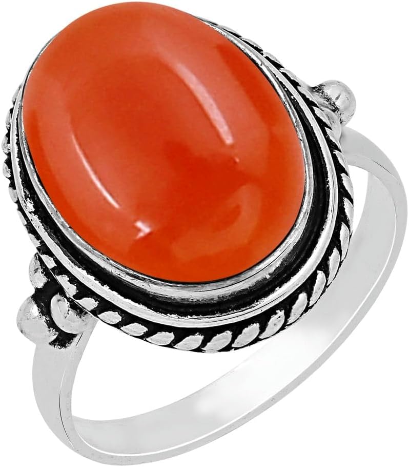 Sterling Silver Plated Handmade Statement Rings For Women, Southwest Bohemian Birthstone Ring Jewelry Mother's Day Christmas Gifts For Her