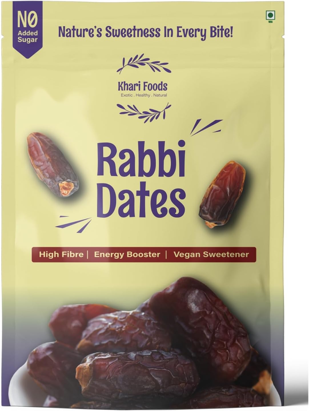 Khari Foods Premium Black Rabbi Dates, Khajur/khajoor Dry Fruits, High Fibre, Energy Booster, Natural Sweetener, No Added Sugar, No Preservatives, Healthy Snacks (400g)