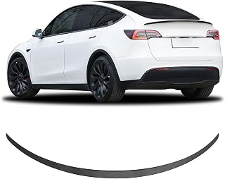 Fit for Tesla Model Y Spoiler Rear Wing 2020-2023 2024, Sporty Appearance Tesla Model Y Accessories Rear Trunk Lip Trunk Spoiler, ABS Matte Carbon Fiber Pattern, Black