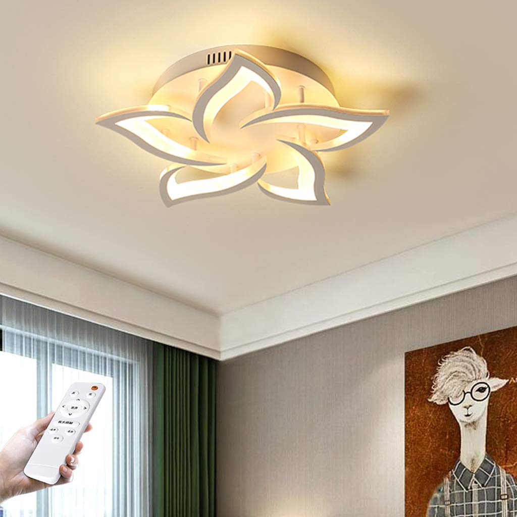 Lustre plafonnier LED salon salle à manger avec télécommande blanc - 8