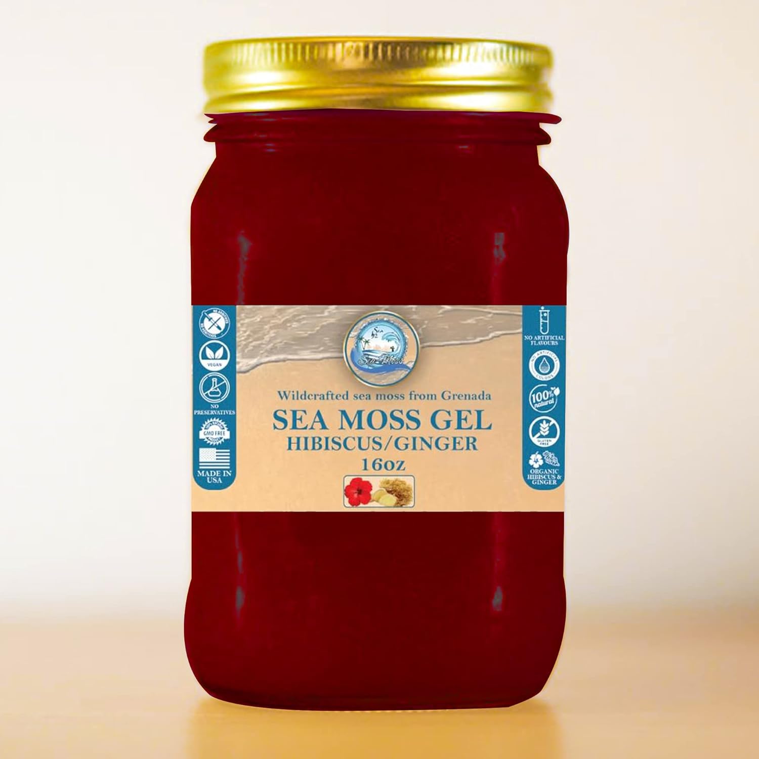 SEA MOSS GEL HIBISCUS/GINGER 100 Wildcrafted Sea Moss