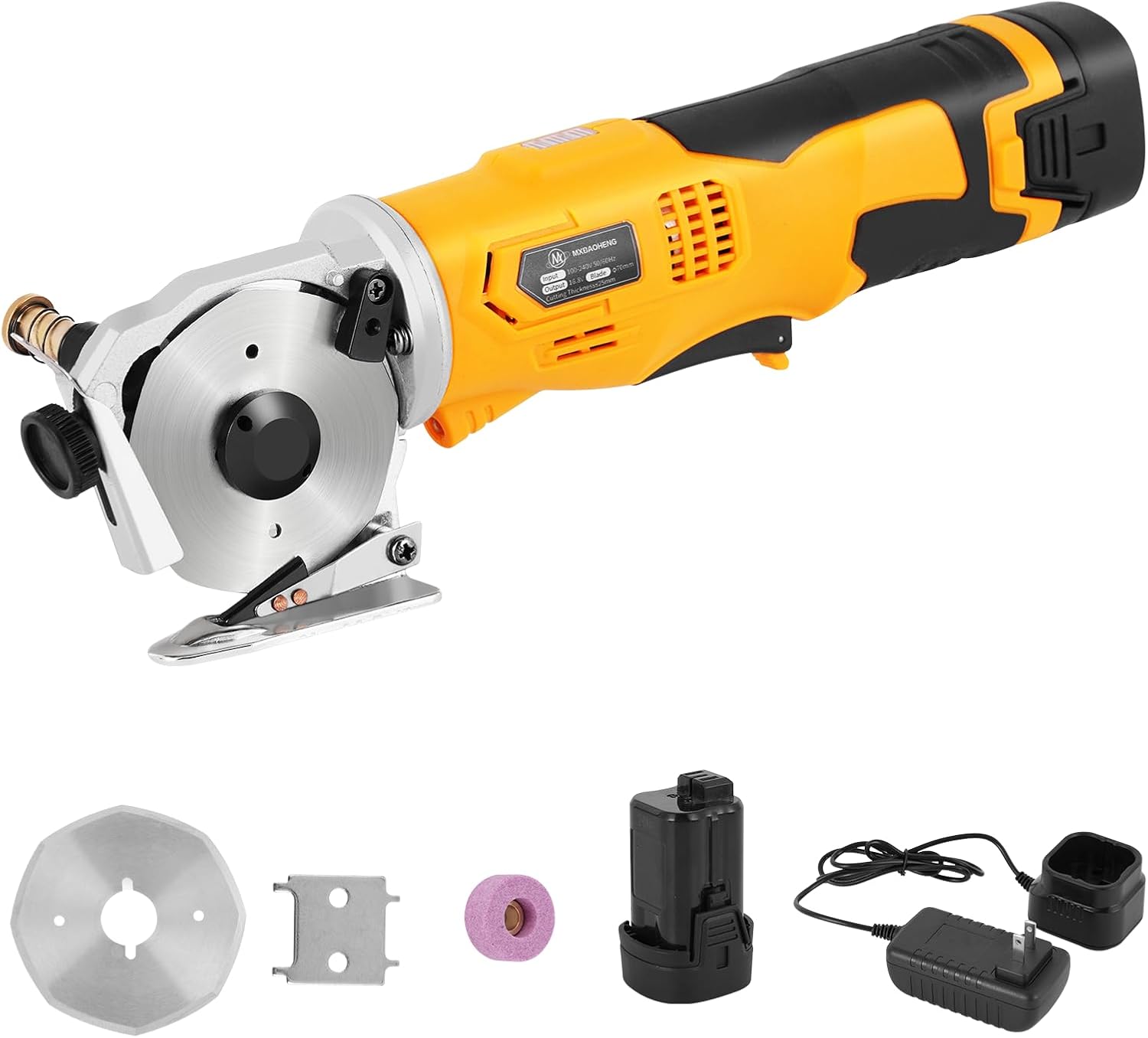 MXBAOHENG Electric Scissors Cordless Cardboard Cutter Rotary Cutter with Safety Switch, Power Box Cutter Fabric Cutting Machine (2 Batteries)