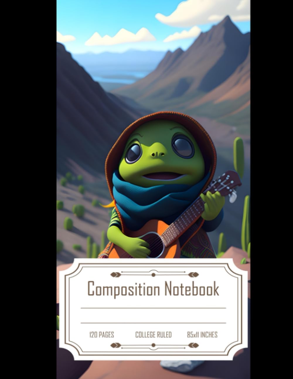 Composition Notebook College Ruled: Cute Phyllomedusa Oreades Playing Guitar | Cinematic Landscape | Size 8.5x11 Inches, 120 Pages