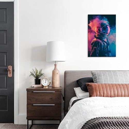 Miniatura 8 de Lienzo decorativo retro de astronauta ahumado, neón Cyberpunk, impresiones artísticas únicas futuristas de ciencia ficción, decoración del hogar