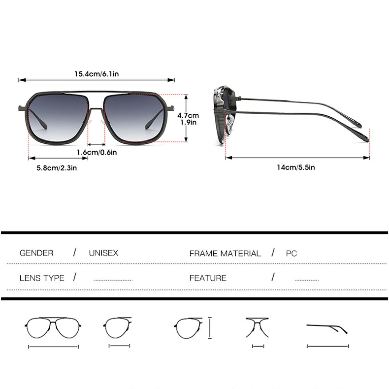 Occhiali da sole alla moda con doppio ponte, lenti trasparenti UV400, occhiali da sole alla moda da donna e da uomo