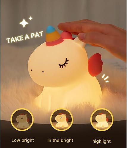 Miniatura 4 de Bonita luz nocturna de silicona para decoración de habitación, regalos lindos para niños, niñas, bebés y niños (unicornio)