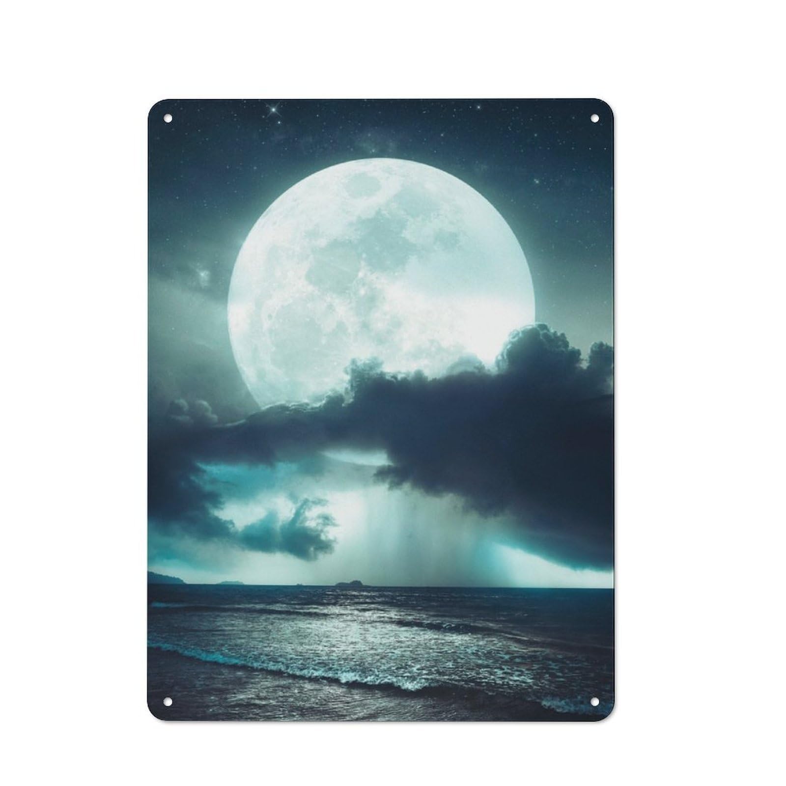 Junmoney Moon Storm Rustic Metal Wall Sign 40X30cm For Bar Or Restaurant, A Decorative Metal Sign For Bars And Restaurants