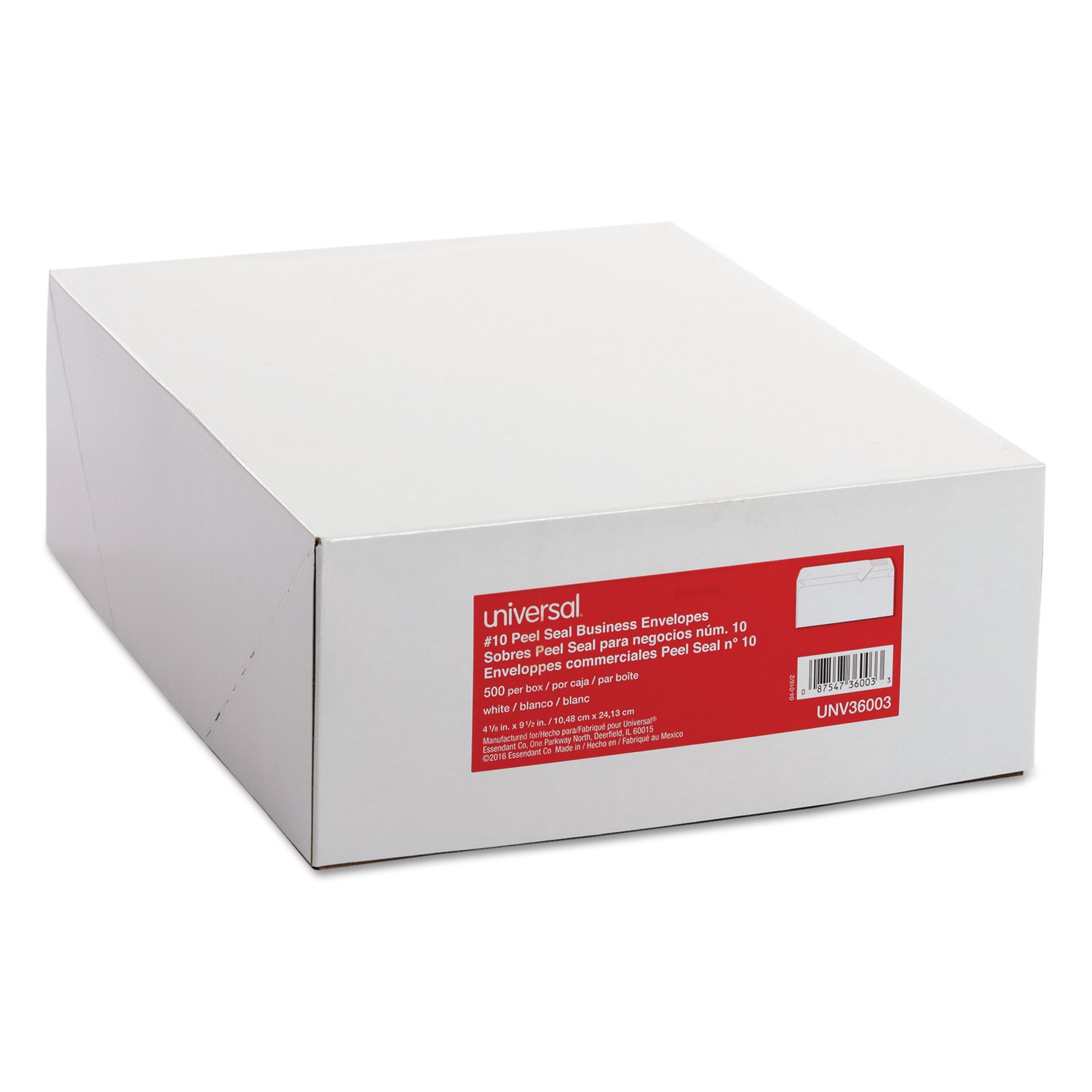 Tira de sello universal para negocios, sobre #10, blanco, 500/caja (36003)