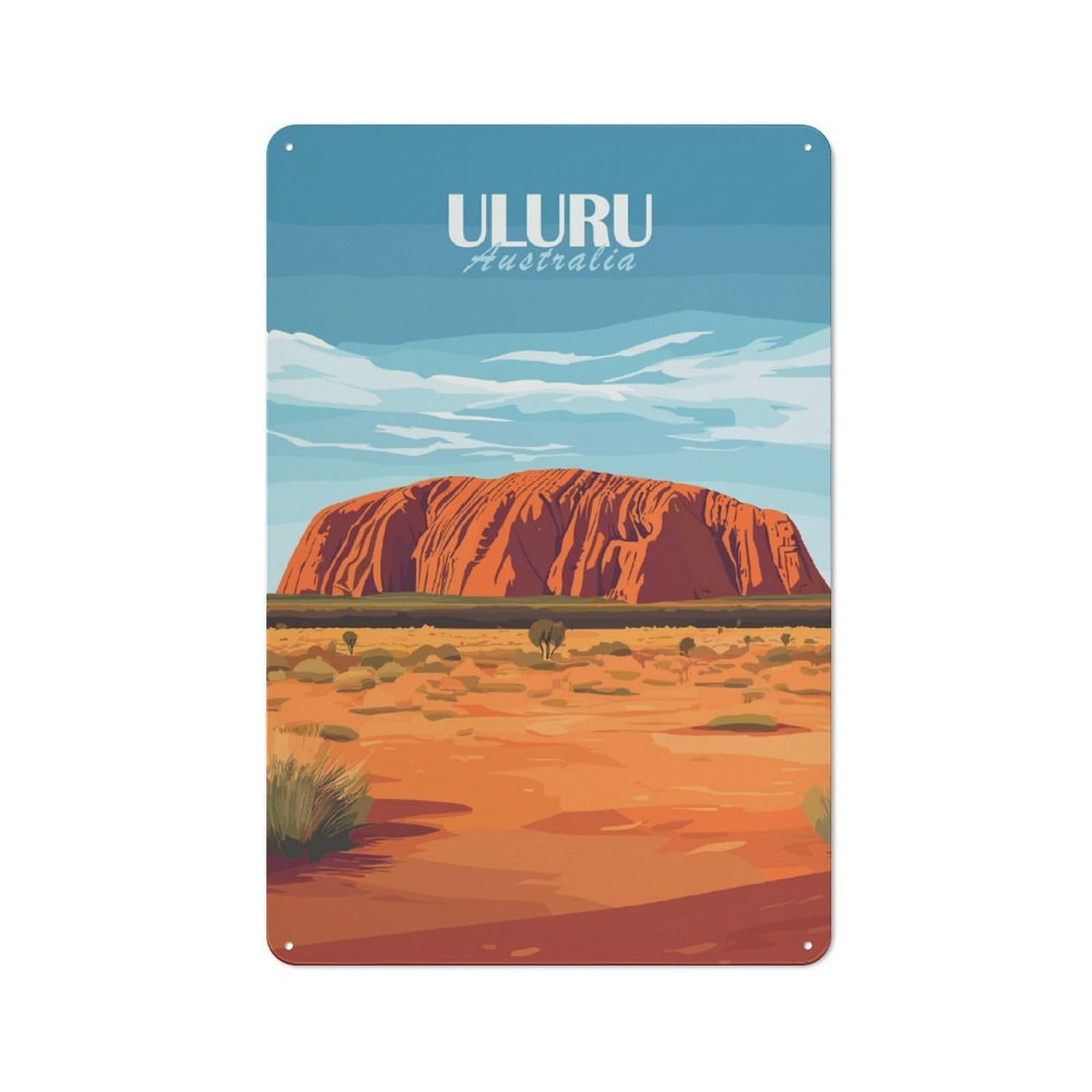 Junmoney Style-2 Uluru Rock Australia Metal Wall Plaque 30X20cm, Character Room Wall Plaque For Hallway, Home Bar, Garage Or Study
