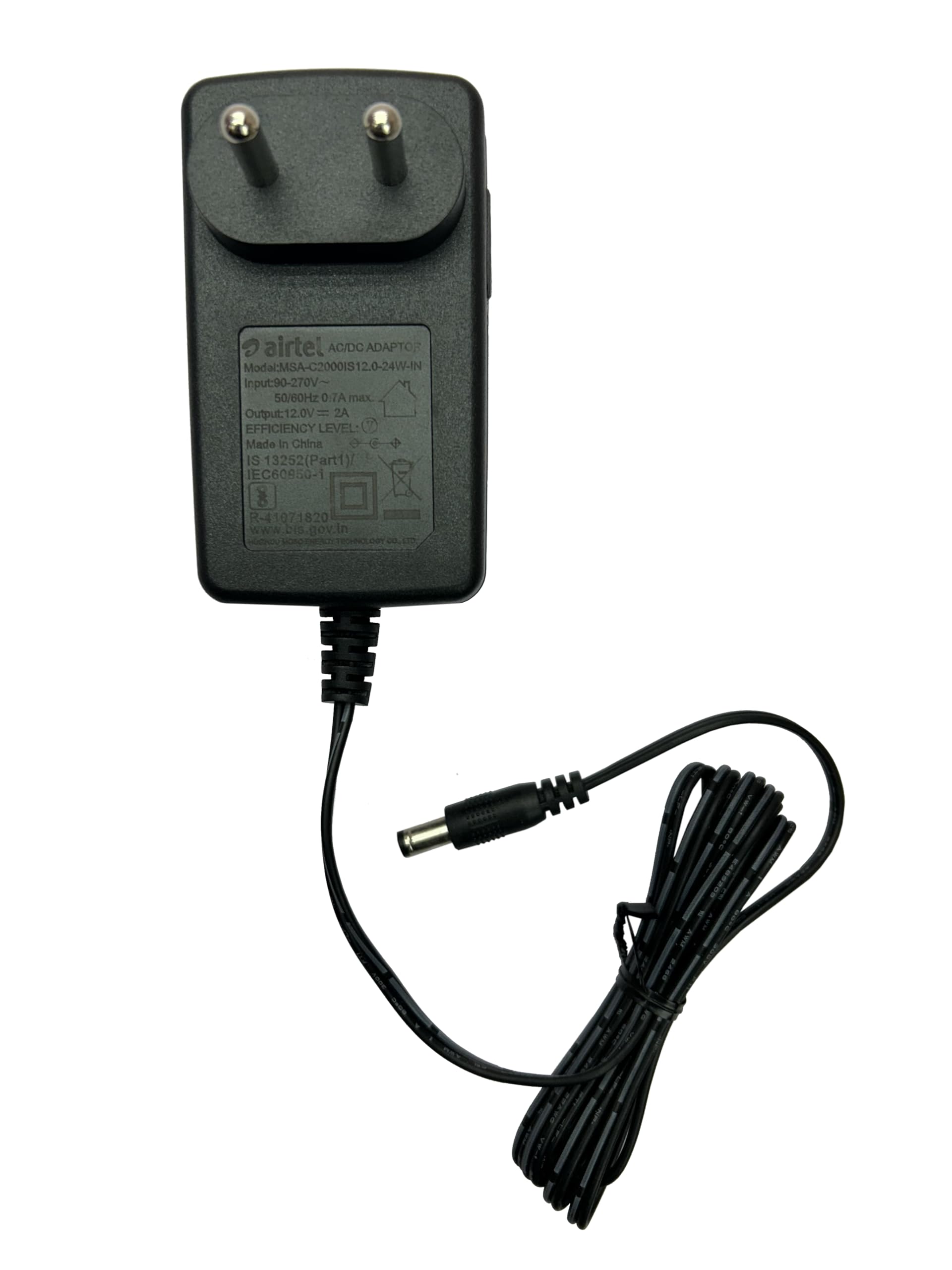 Original 12V 2A Power Adapter (BIS Certified) Compatible with Airtel Digital TV DTH SD/HD Set-Top Box - HUIZHOU MOSO Energy Technology - Model: MSA-C2000IS12.0-24W