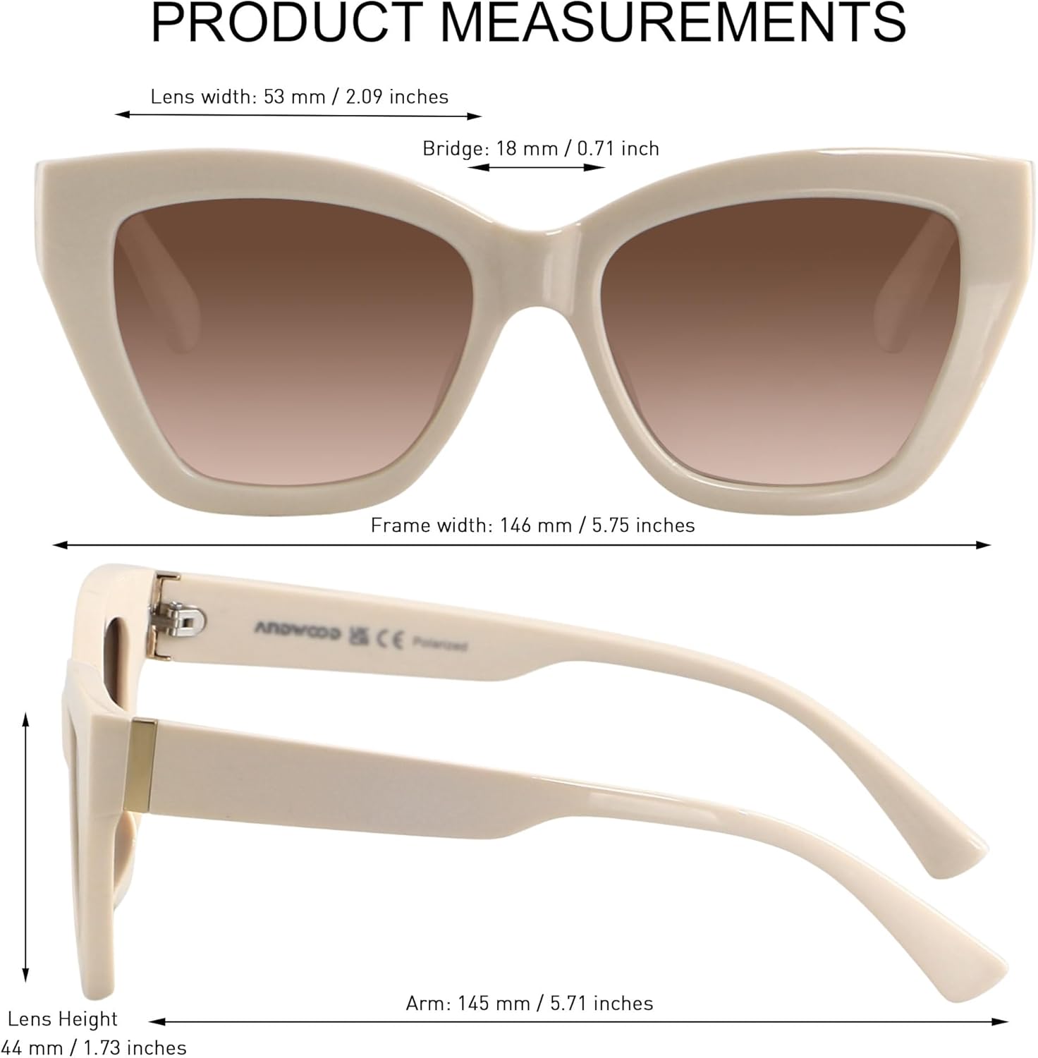 ANDWOOD Trendy Cute Cat Eye Polarized Sunglasses for Women Fashion Cateye Sunnies Lentes de sol para mujer - Image 5