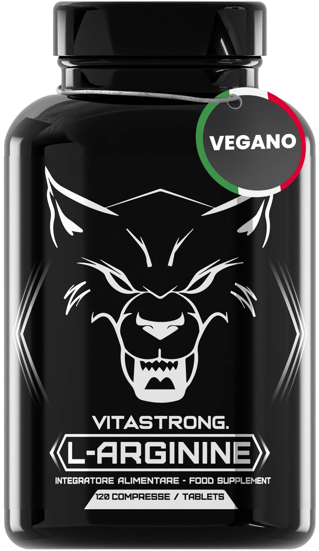 Arginina 4500mg + Vitamina B6 Vitastrong, 120 Compresse di L-Arginina HCL Alto Dosaggio Kyowa Quality, L Arginina Polvere Pura con Vit B6, Integratore Pre Workout Post Workout Senza Glutine né OGM