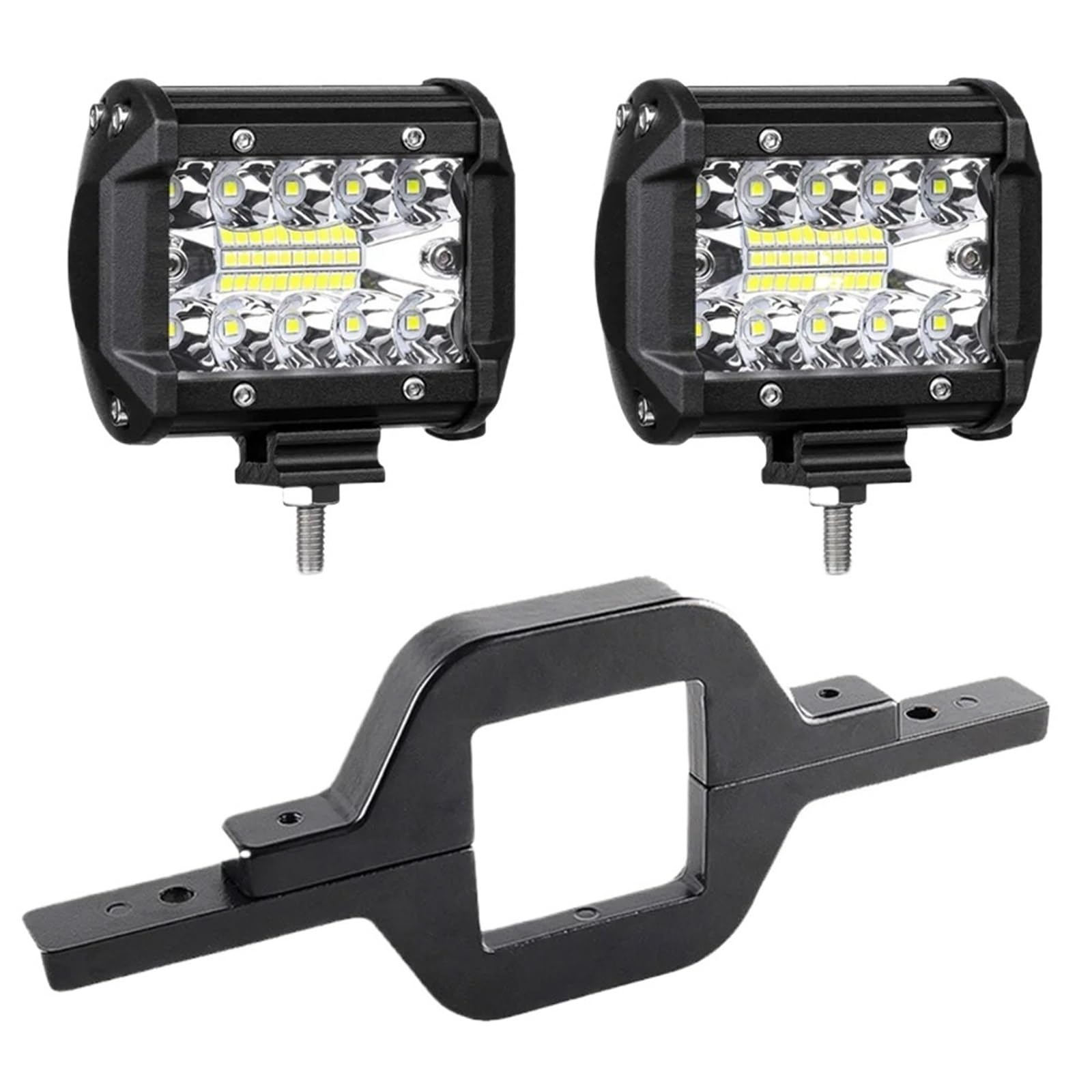 Bombilla Coche De Luz Trabajo LED 4 Pulgadas Bombilla LED | 2 Uds Barra Conducción Todoterreno 12-24V 2,5 Soporte Montaje Enganche Remolque