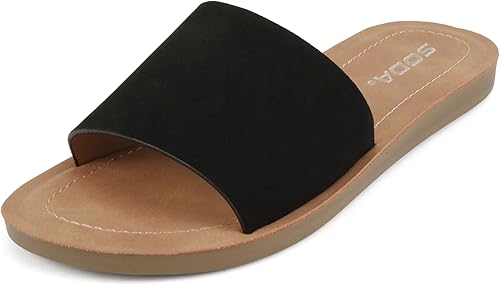 Miniatura 3 de Soda Shoes Efron-S - Sandalias básicas para mujer, sandalias informales de puntera abierta y planas, fáciles de poner, para la playa