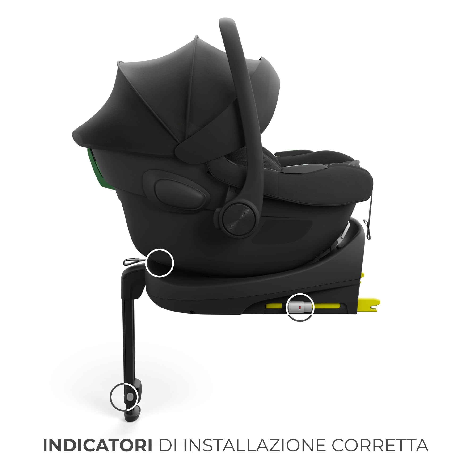 Kinderkraft I-LITE Seggiolino per Bambini, Con Base ENDURA SAFE FX, Seggiolino Auto i-Size, 40–87 cm, Girevole, ISOFIX, ERGO PAD, Sistema Modulare, Pesa 3,2 kg, Cintura a 5 Punti, 0–12 Anni, Nero