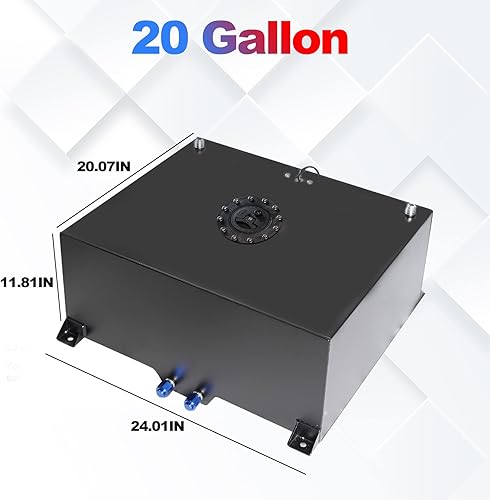 Miniatura 2 de Dexepe Tanque de combustible universal de aluminio pulido de 20 galones 80L con tapaemisor de nivellínea de alimentación de aceite de 12 pies, color