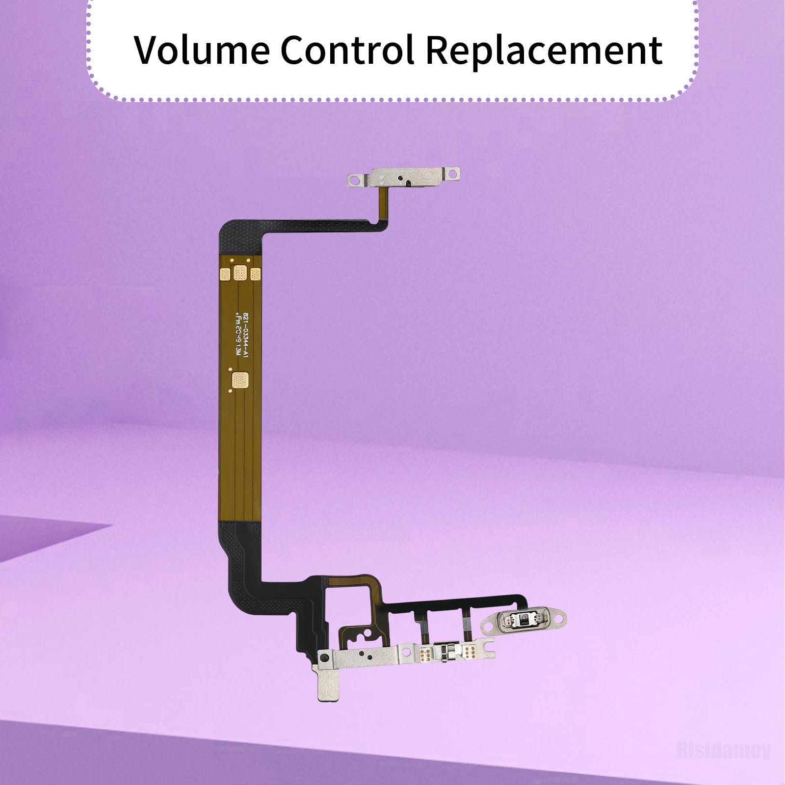 Risidamoy Power Volume Button Replacement for iPhone 13 Pro Max On/Off Control Repair Mute Connector Silent Key Switch Flex Cable Sound Keyboard Ribbon Pre-Installed Metal Bracket Holder 13Promax