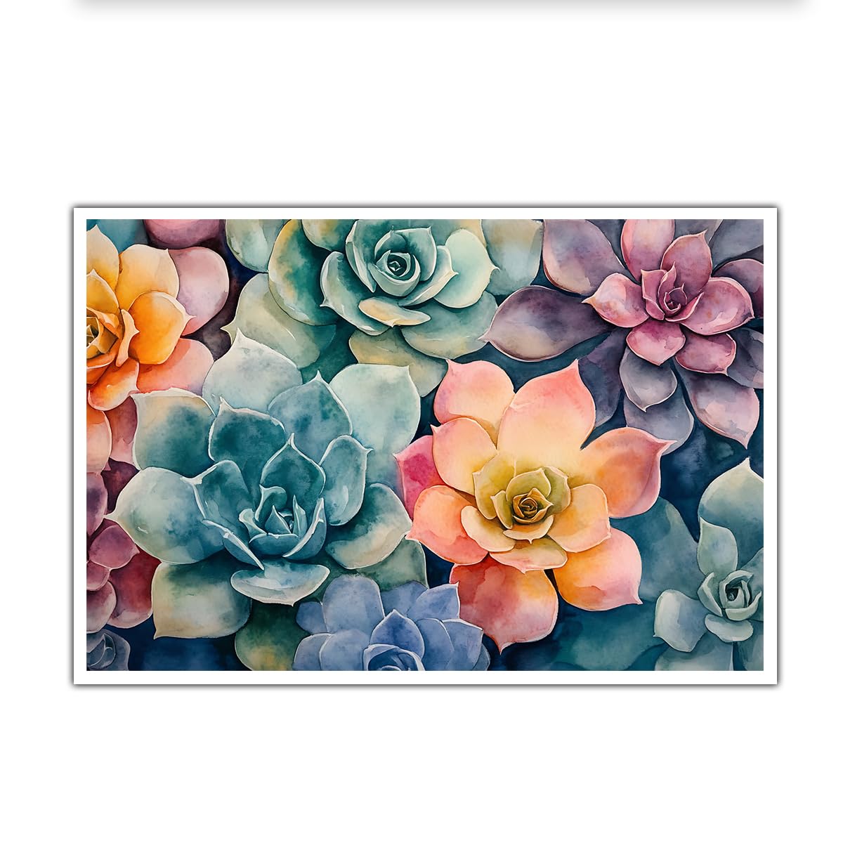 CHERHERART Succulent Plants Poster Prints Modern Botanical Canvas Wall Art for Living Room Hallway Colourful Cactus Floral Artwork Wall Pictures 35x55cm Frameless