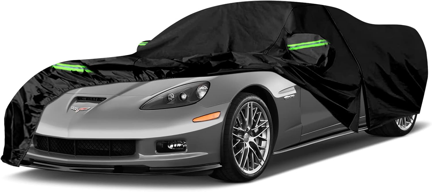 Waterproof Car Covers Replace for 2005–2013 Corvette C6, 6 Layers All Weather Custom-fit Car Cover with Zipper Door for Snow Rain Dust Hail Protection (C6)
