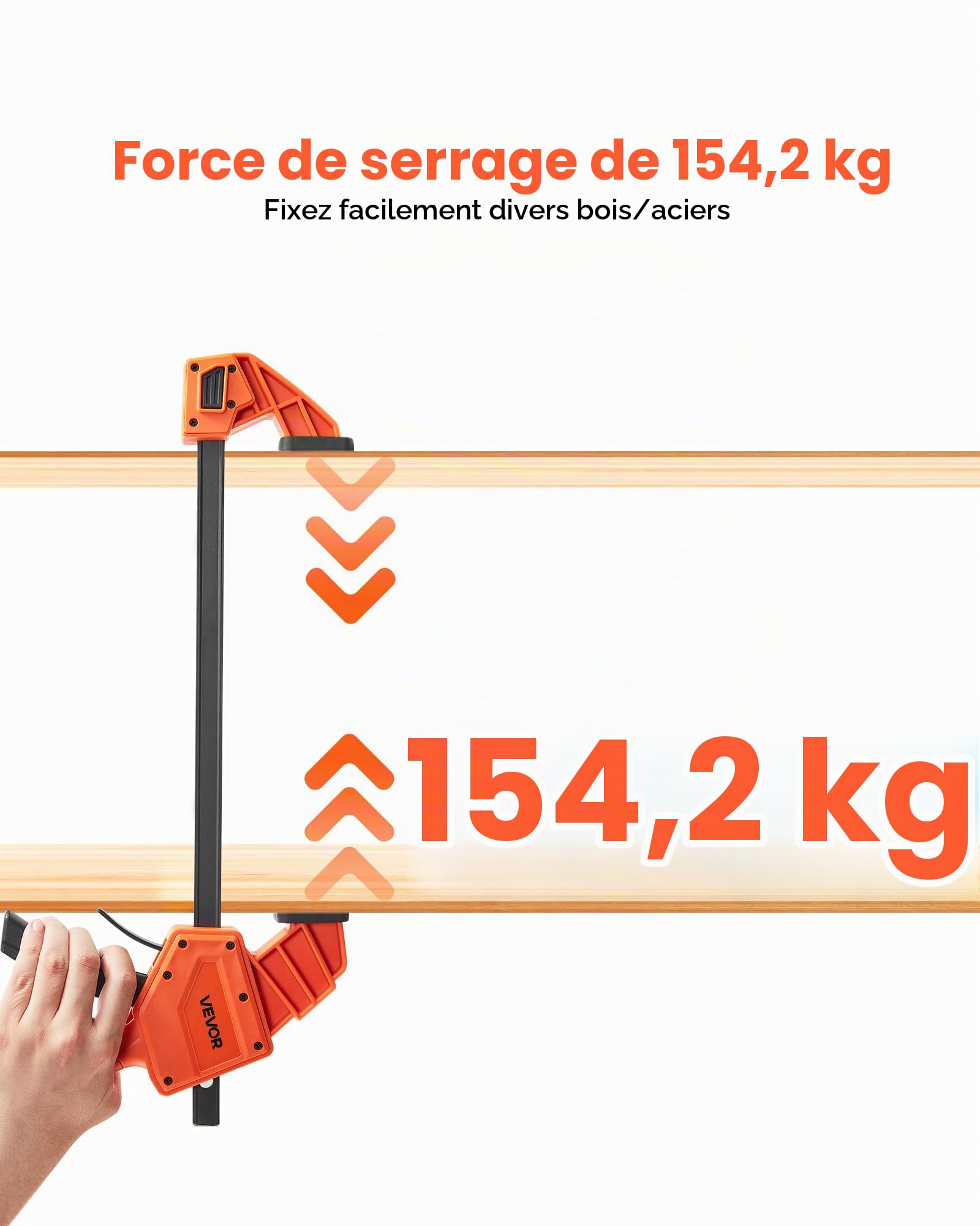 VEVOR Serre-Joints à Libération Rapide 2PCs Ouverture de la Mâchoire 30,48 cm, Pince Écarteur à Une Main Capacité Max. 154 kg, Pince en F en Plastique et Acier au Carbone, pour Menuisier Métallurgie