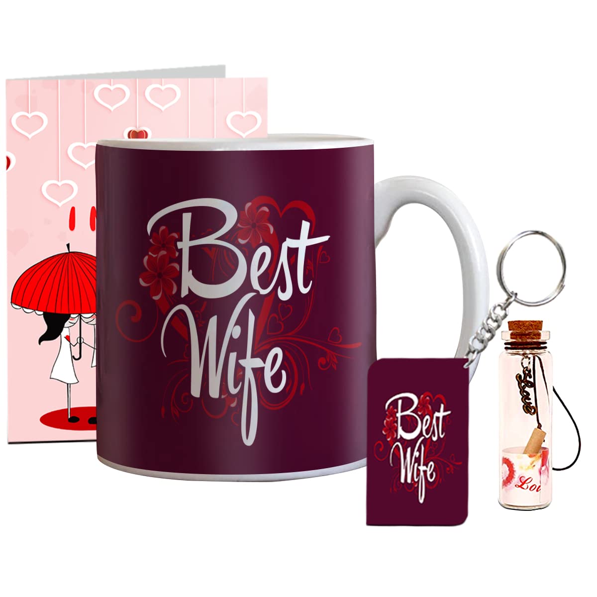SKYTRENDS Best Wife Gifts for Birthday White Ceramic Coffee Mug and Wooden