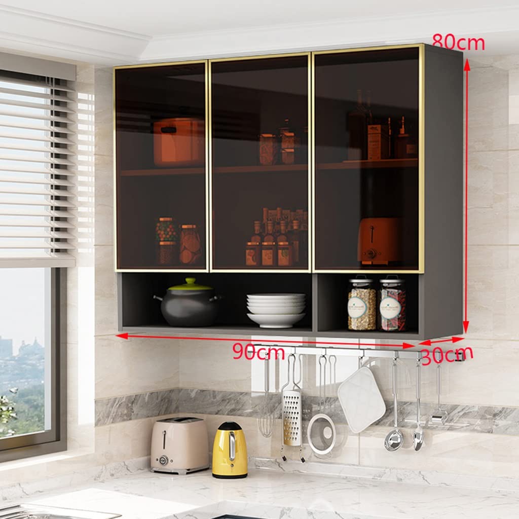Wandmontiertes schwebendes Bücherregal aus gehärtetem Glas, Vitrinenregal für Küche, Wandschrank, Garage und Wäsche, Aufbewahrungslösungen, 90 x 30 x 80 cm, stilvoll und funktional